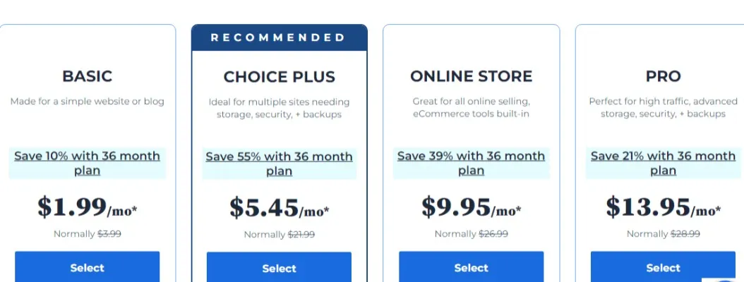 Bluehost pricing